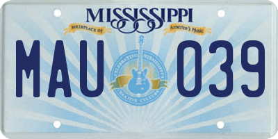 MS license plate MAU039