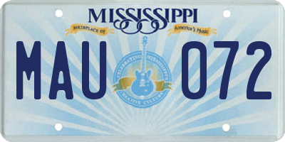 MS license plate MAU072