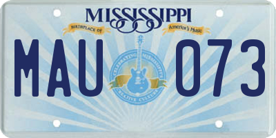 MS license plate MAU073