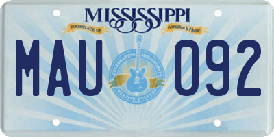 MS license plate MAU092