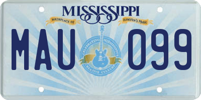 MS license plate MAU099