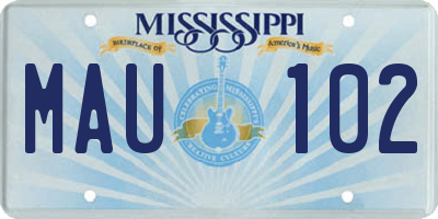 MS license plate MAU102