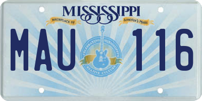 MS license plate MAU116