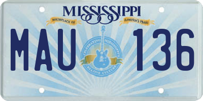 MS license plate MAU136