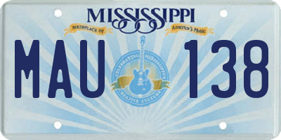 MS license plate MAU138