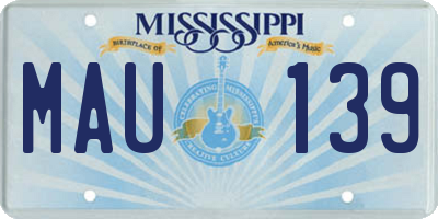 MS license plate MAU139