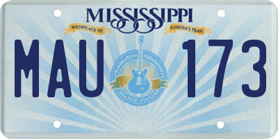 MS license plate MAU173
