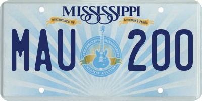 MS license plate MAU200