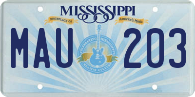 MS license plate MAU203