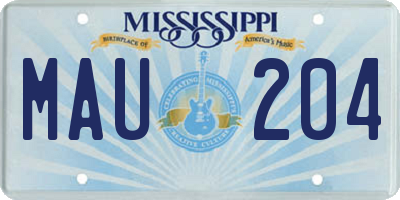 MS license plate MAU204