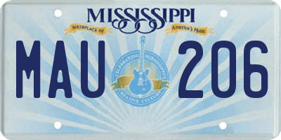 MS license plate MAU206