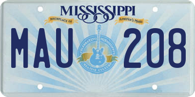 MS license plate MAU208