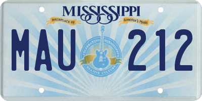 MS license plate MAU212