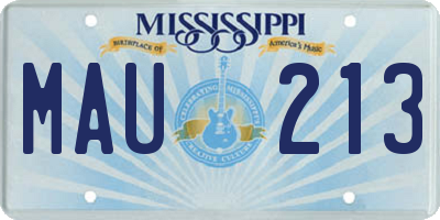 MS license plate MAU213