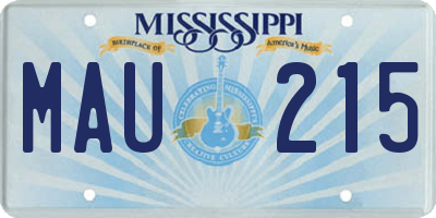 MS license plate MAU215