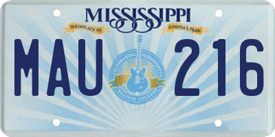 MS license plate MAU216