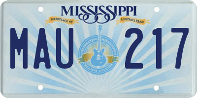 MS license plate MAU217