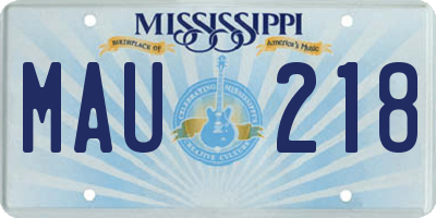 MS license plate MAU218