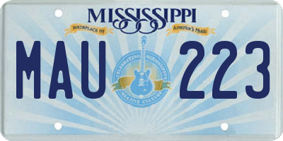 MS license plate MAU223