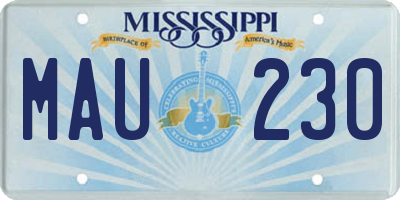MS license plate MAU230