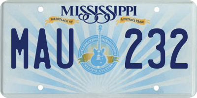 MS license plate MAU232