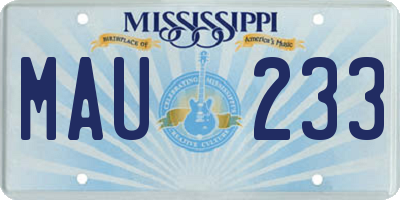 MS license plate MAU233