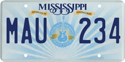MS license plate MAU234