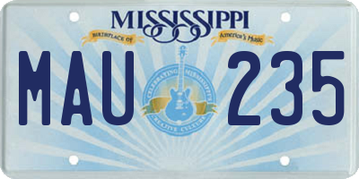 MS license plate MAU235