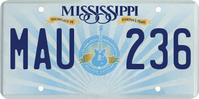 MS license plate MAU236