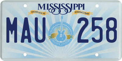 MS license plate MAU258