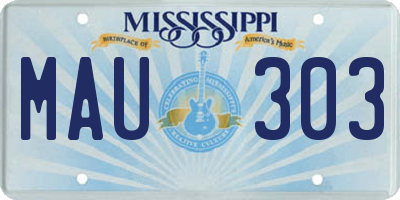 MS license plate MAU303