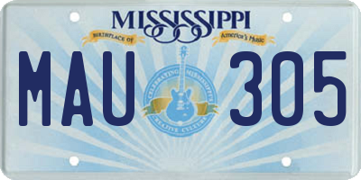 MS license plate MAU305