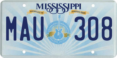 MS license plate MAU308