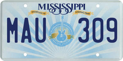 MS license plate MAU309