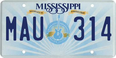 MS license plate MAU314