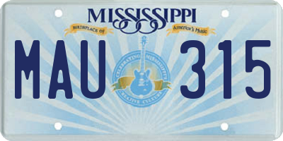 MS license plate MAU315