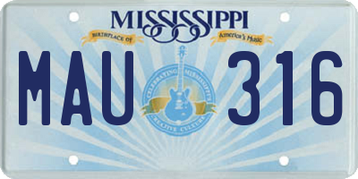 MS license plate MAU316