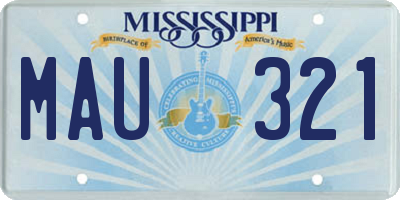 MS license plate MAU321