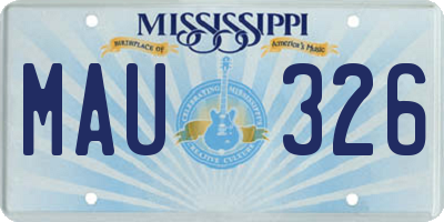 MS license plate MAU326