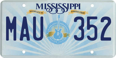 MS license plate MAU352