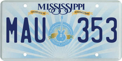 MS license plate MAU353