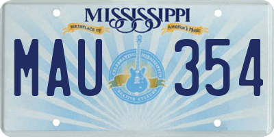 MS license plate MAU354