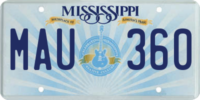 MS license plate MAU360