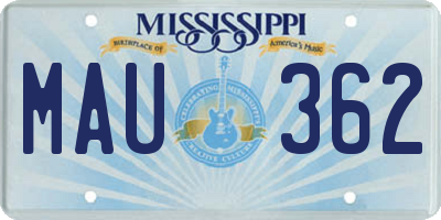 MS license plate MAU362