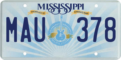 MS license plate MAU378