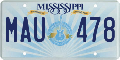 MS license plate MAU478