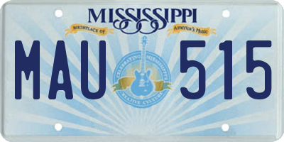 MS license plate MAU515