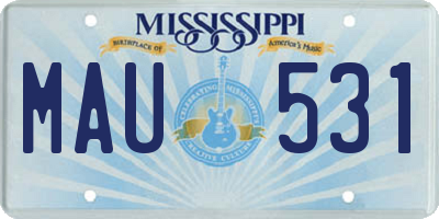 MS license plate MAU531