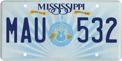MS license plate MAU532
