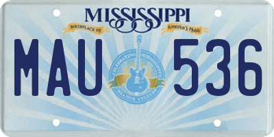 MS license plate MAU536